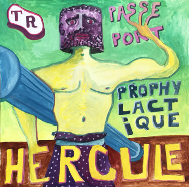Pittura intitolato "Hercule / Passeport…" da Julien Fargetton, Opera d'arte originale, Gouache