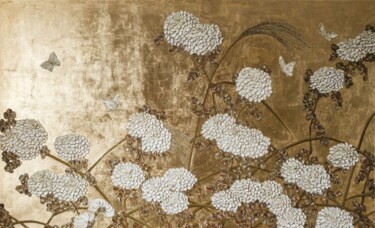 绘画 标题为“flowers and butterf…” 由Tatiana Danshina (Danta), 原创艺术品, 油 安装在木质担架架上