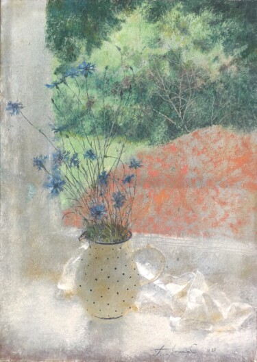 绘画 标题为“Cornflower” 由Sergej Pisarenko, 原创艺术品, 油 安装在木质担架架上