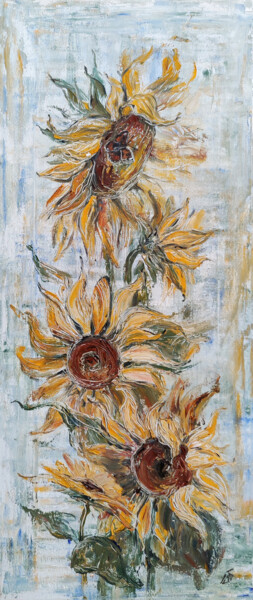 Картина под названием "Sunflowers" - Yulia Belasla, Подлинное произведение искусства, Масло