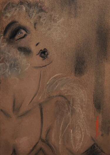 Drawing titled "Art deco woman" by Olesya Nikolaeva, Original Artwork, Pastel