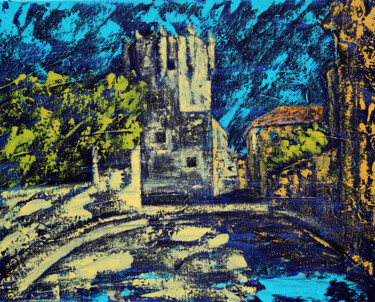 Torre del Clavero in Salamanca Spain Painting titled "Torre del Clavero i…" by Denis Kuvayev, Original Artwork, Acrylic Mounted on Wood Stretcher frame