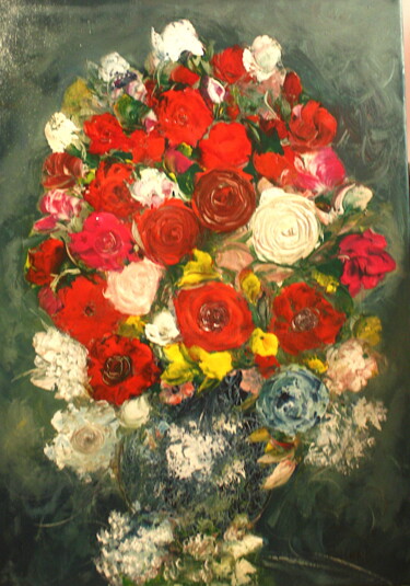 Peinture intitulée "Le bouquet de roses" par Annick Pallard, Œuvre d'art originale, Acrylique
