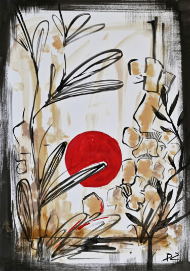 Painting titled "Sunset in the garde…" by Daridizain.Art, Original Artwork, Acrylic