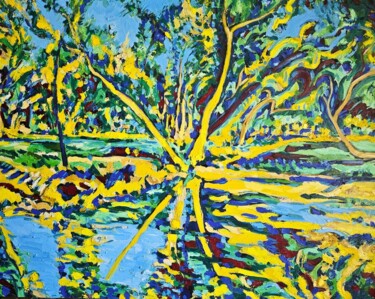 RIPPLES IN THE PARK Painting titled "RIPPLES IN THE PARK" by Bertrand Gossart, Original Artwork, Oil Mounted on Wood Stretcher frame