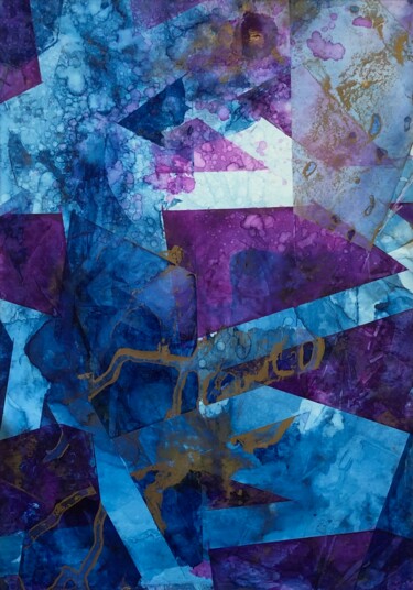 绘画 标题为“Geometric spaces 8” 由Joanna Wietrzycka, 原创艺术品, 颜料 安装在木板上