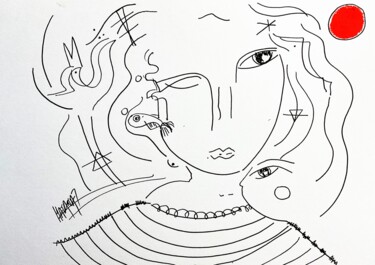 Dessin intitulée "Bleu Soleil" par Séverine Poirier, Œuvre d'art originale, Crayon