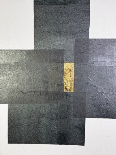 Collages titled "OMBRES NOIRES" by Aude De Saint-Sulpice, Original Artwork, Collages Mounted on Wood Stretcher frame