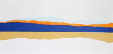 Collages titled "TERRE ET MER 1" by Aude De Saint-Sulpice, Original Artwork, Collages Mounted on Wood Stretcher frame