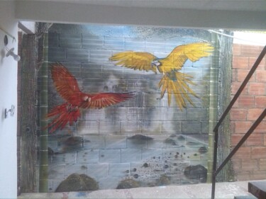 제목이 "guacamayas en ladri…"인 그림 El Arte Hecho A Mano로, 원작, 아크릴