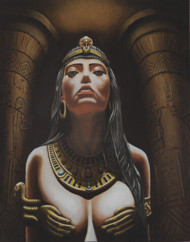 绘画 标题为“Queen of the Nile” 由Ken Kvamme, 原创艺术品, 油 安装在木板上