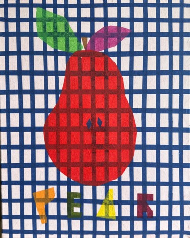 Collages intitulée "POIRE LA MOYENNE" par Aude De Saint-Sulpice, Œuvre d'art originale, Collages Monté sur Châssis en bois