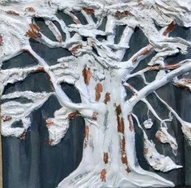 Painting titled "Arbre n°4 - cèdre d…" by Aline Boullot, Original Artwork, Acrylic Mounted on Wood Stretcher frame
