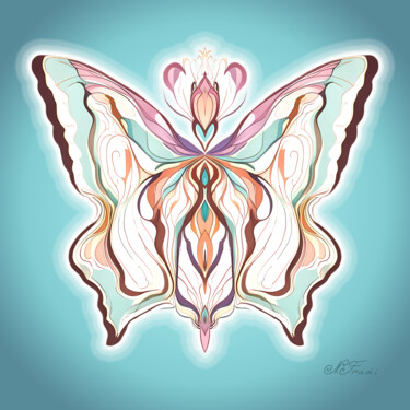 Symbol of positive changes #4. Azure Glow. Digitale Kunst mit dem Titel "Symbol of positive…" von Nathalie Fradi, Original-Kunstwerk, 2D digitale Arbeit