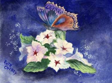 绘画 标题为“Butterfly on Flower” 由Daniel Cheney, 原创艺术品, 油