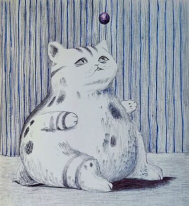 Disegno intitolato "Catsegory Vol.I - 1…" da Milto Sideris, Opera d'arte originale, Biro