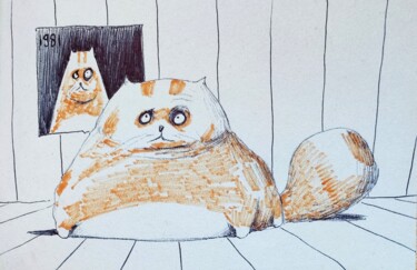 Disegno intitolato "Catsegory Vol.I - 3…" da Milto Sideris, Opera d'arte originale, Biro