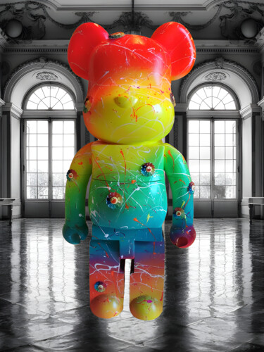 雕塑 标题为“Bearbrick x Murakami” 由Miss Mouse, 原创艺术品, 树脂