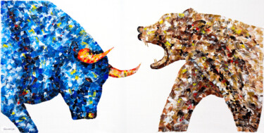 绘画 标题为“Bull vs.. Bear” 由Anatoli Voznarski, 原创艺术品, 丙烯