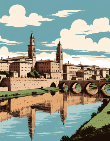 Italy: Retro Modern Illustration #20 Digitale Kunst getiteld "Italy: Retro Modern…" door Skullvers3, Origineel Kunstwerk, 2D Digital Work