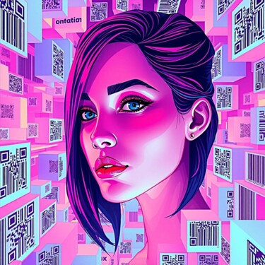 Digital Arts με τίτλο "QR CODE PINK" από Modane, Αυθεντικά έργα τέχνης, Εικόνα που δημιουργήθηκε με AI