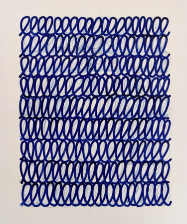 Malerei mit dem Titel "Blue script!" von Astrid Stoeppel, Original-Kunstwerk, Acryl Auf Keilrahmen aus Holz montiert