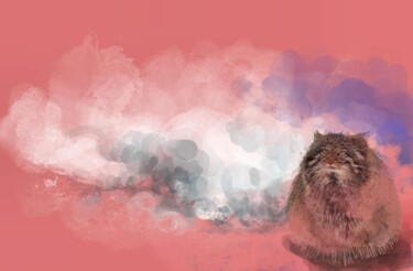 Digital Arts titled "Mirage rose" by Sabine Cherki, Original Artwork, Digital Painting Mounted on Wood Stretcher frame