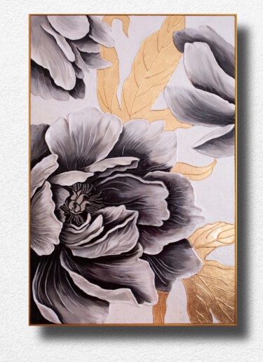 "Monochrome peonies…" başlıklı Tablo Nataly Hrebenkina tarafından, Orijinal sanat, Akrilik Ahşap panel üzerine monte edilmiş