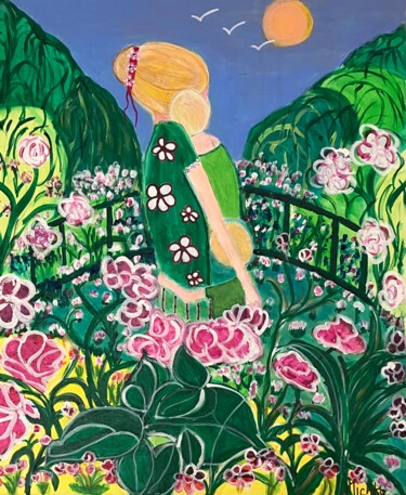 绘画 标题为“Promenade à Giverny” 由Michka, 原创艺术品, 丙烯 安装在木质担架架上