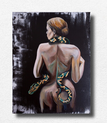 绘画 标题为“Woman with snake” 由Nataly Hrebenkina, 原创艺术品, 丙烯