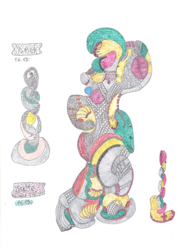 Disegno intitolato "PIPILK GLITE" da Victoria Fadhila Abessi, Opera d'arte originale, Inchiostro
