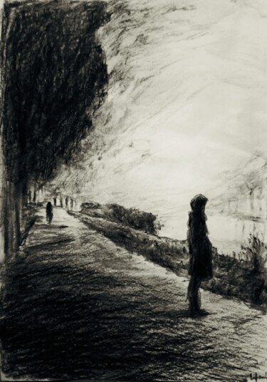Disegno intitolato "Alone" da Abdel Lafrimi, Opera d'arte originale, Grafite