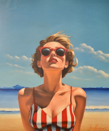 Painting titled "Strawberries & Cream" by Johnny Popkess, Original Artwork, Oil Mounted on Wood Stretcher frame