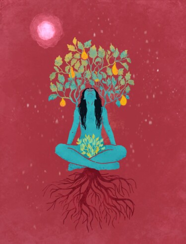 The tree: Digital painting 数字艺术 标题为“The tree: Digital p…” 由Svetlana Malysheva (8 house art), 原创艺术品, 数字打印