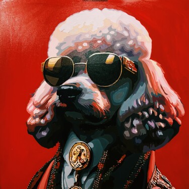 绘画 标题为“Marquis Poodledor” 由Nana Artamonova, 原创艺术品, 油 安装在木质担架架上