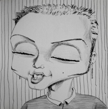 제목이 "Big eyed - 61"인 그림 Milto Sideris로, 원작, 볼펜