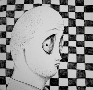 图画 标题为“Big eyed - 65” 由Milto Sideris, 原创艺术品, 圆珠笔
