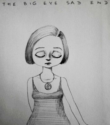 Disegno intitolato "Big eyed - 69" da Milto Sideris, Opera d'arte originale, Biro