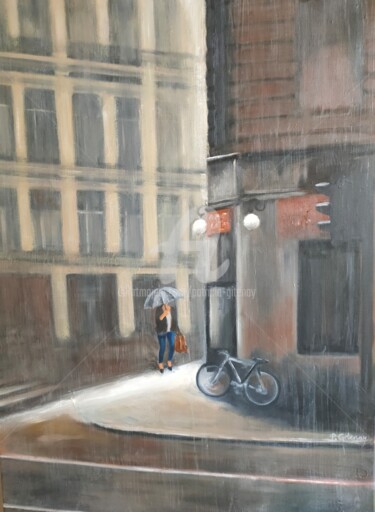 Peinture intitulée "le café" par Patricia Gitenay, Œuvre d'art originale, Huile Monté sur Châssis en bois