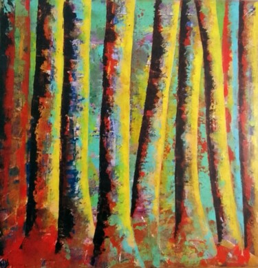 La foret enchantéee Painting titled "La foret enchantéee" by Yank, Original Artwork, Acrylic Mounted on Wood Stretcher frame