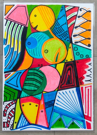 「Curves In Circles」というタイトルの描画 Egidius Vanstreetsによって, オリジナルのアートワーク, インク