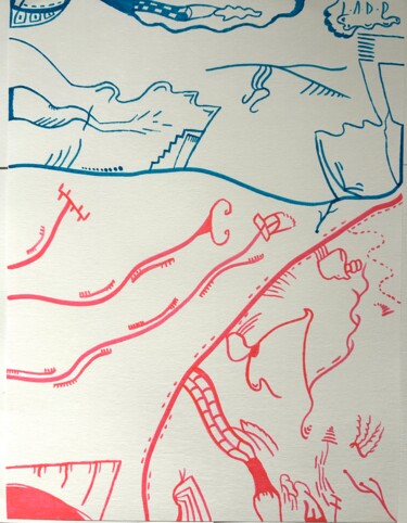 Tekening getiteld "Fusion Chromatique" door L.A.D.D, Origineel Kunstwerk, Inkt