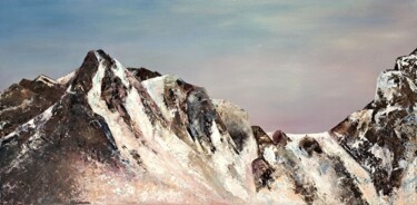 Peinture intitulée "Massif du Mont-Blan…" par Cécile Delaveau, Œuvre d'art originale, Huile Monté sur Châssis en bois