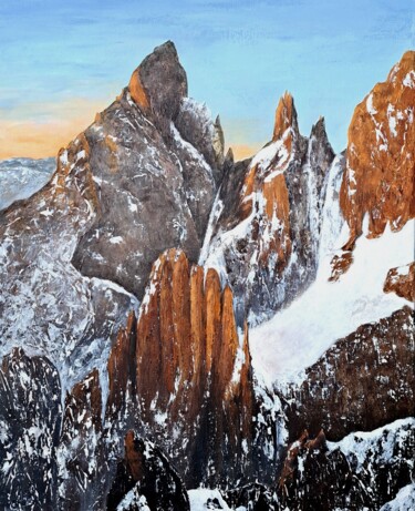 Painting titled "L'aiguille noire de…" by Cécile Delaveau, Original Artwork, Acrylic Mounted on Wood Stretcher frame