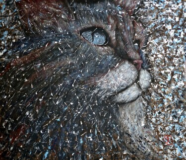 Schilderij getiteld "Мяучное" door Kseniia Davydova, Origineel Kunstwerk, Acryl Gemonteerd op Frame voor houten brancard