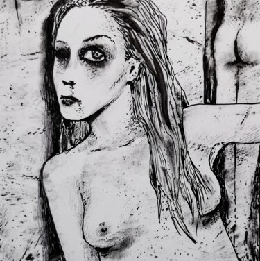 Tekening getiteld "Psychopath is behin…" door Milto Sideris, Origineel Kunstwerk, Inkt