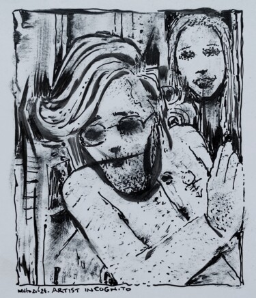 Desenho intitulada "Artist incognito" por Milto Sideris, Obras de arte originais, Tinta