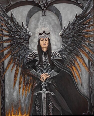 Painting titled "Люцифер Темнейший" by Natalia Russkih, Original Artwork, Acrylic Mounted on artwork_cat.