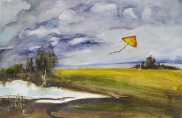 绘画 标题为“The kite: let's hav…” 由Oksana Gromova, 原创艺术品, 水彩