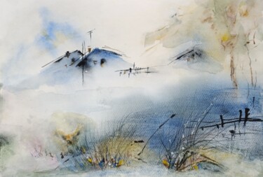 Painting titled "The fox: let's go h…" by Oksana Gromova, Original Artwork, Watercolor